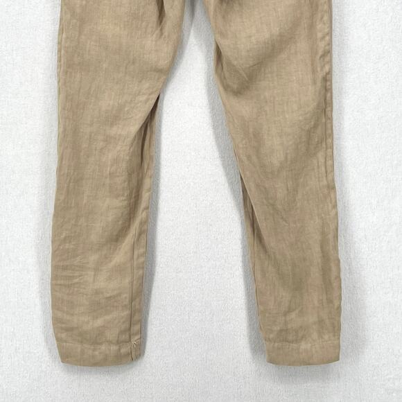 ENZA COSTA Linen Easy Pants Womens Medium Dark Clay Tan Pull On Drawstring NEW - Picture 7 of 14